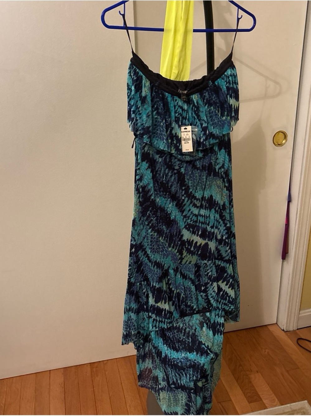 Express Blue and Teal Printed Midi Dress